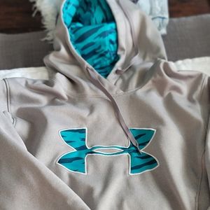 Under Armour Cold Gear Gray Logo Hoodie size Large